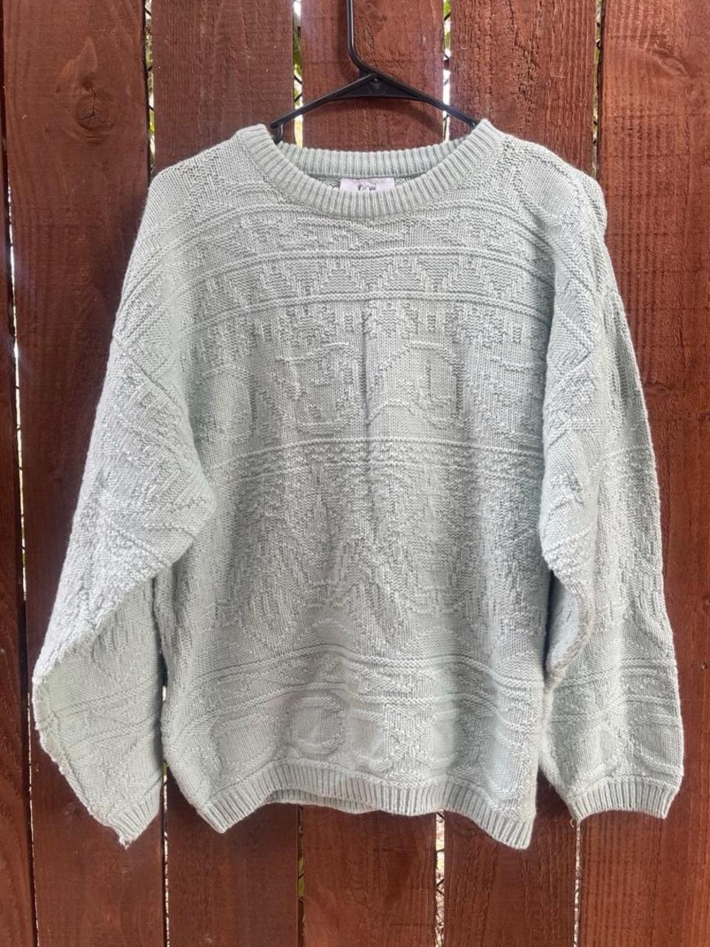 VTG 80s 90s TOGETHER! Light Blue Cable Knit Acrylic Wool Sweater Sz S